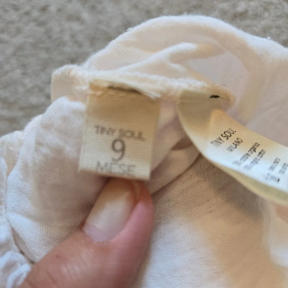 Tiny Soul Milano Baby Organic Cotton Gauze Romper Cream 9M Italy Boho Halter